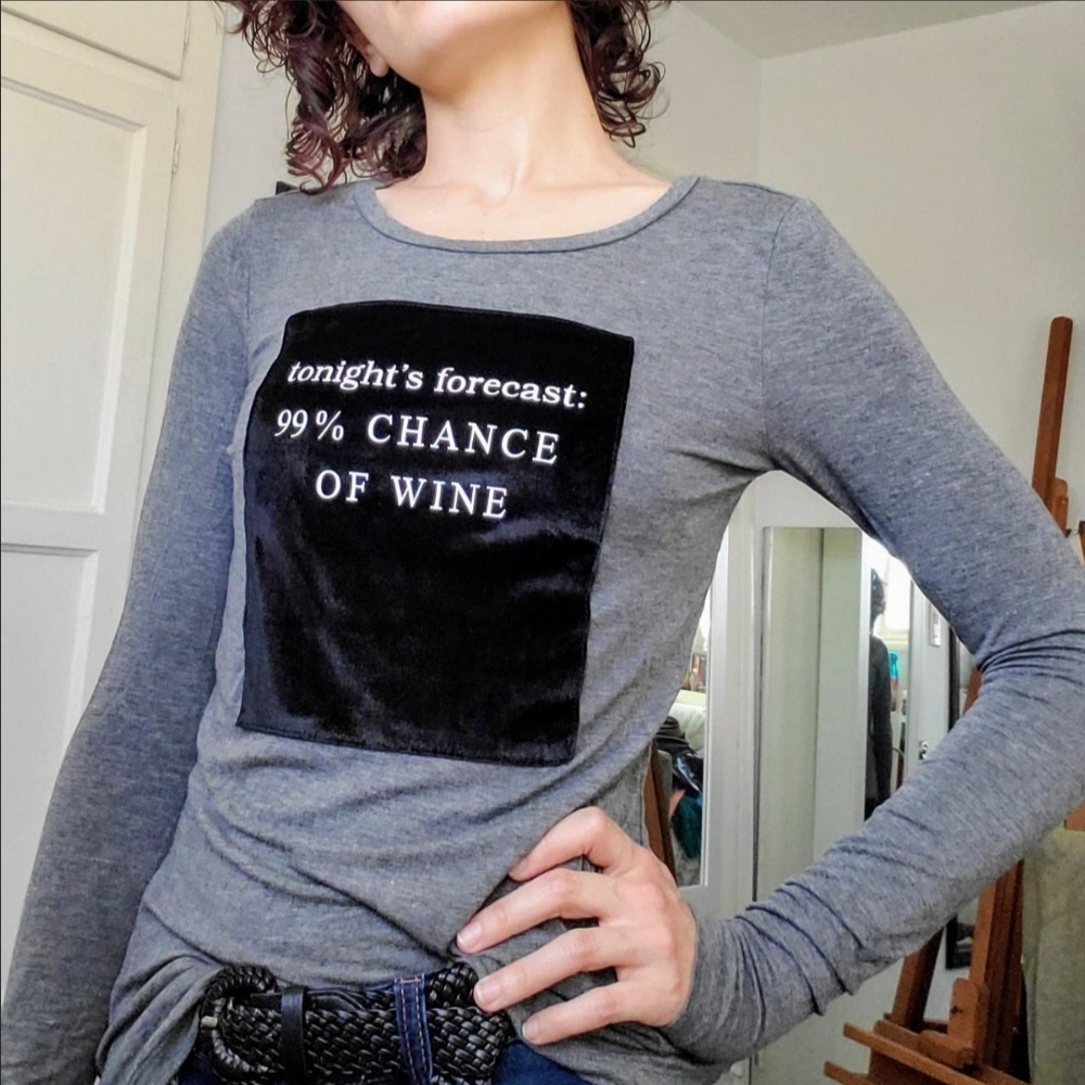 Gray Fitted Graphic Long Sleeve Tee